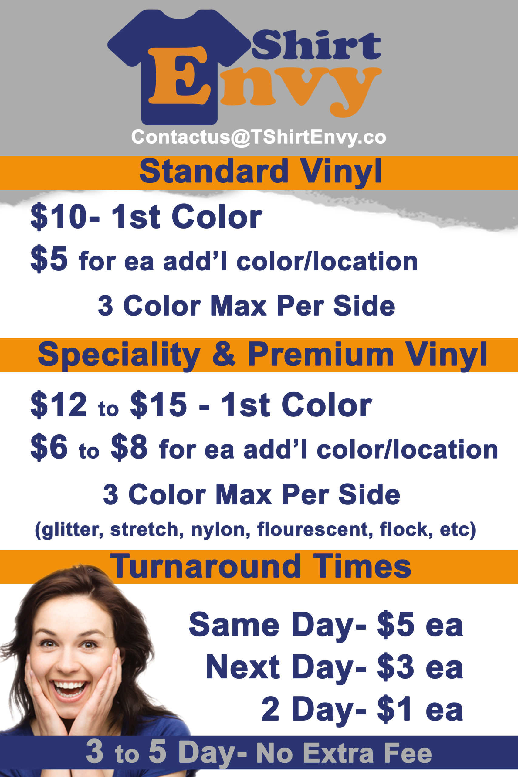 Vinyl Price Sheet | T-Shirt Envy