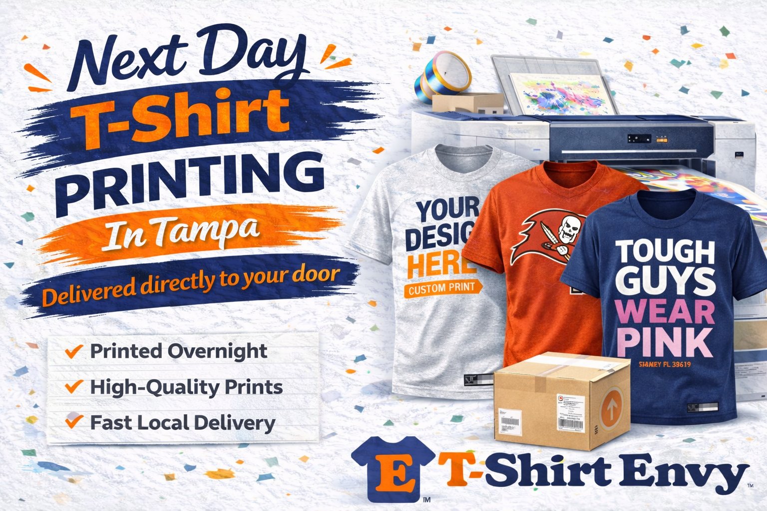 Next day T-Shirt Printing In Tampa, Delivered directly to your door